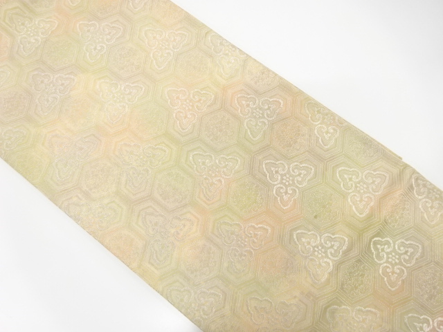 JAPANESE KIMONO / ANTIQUE FUKURO OBI / SILK / WOVEN FLOWER & BISHAMON KIKKO